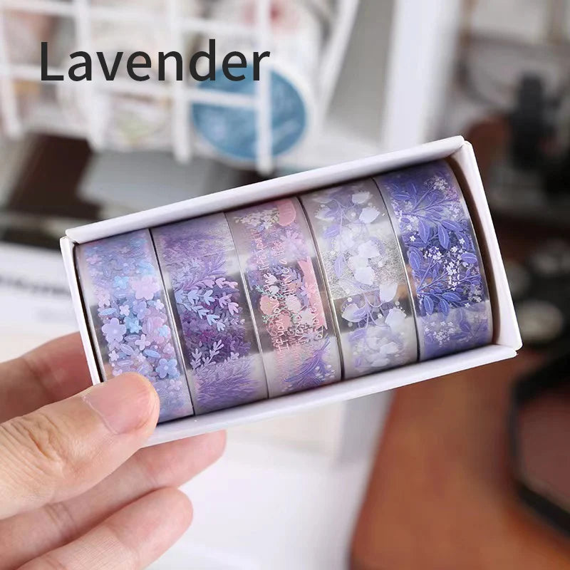 5PC Creative Transparent PET Flower Language and Paper Booklet Sticker Tape Gift Box DIY Decorative Material Booklet Tape