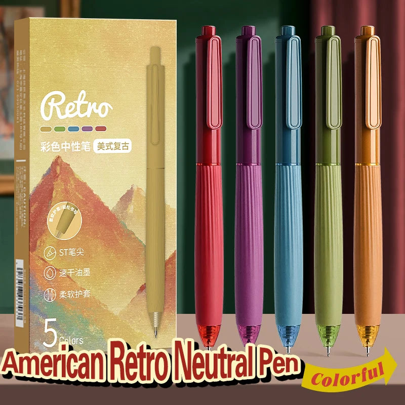 5PC Color Neutral Pen Press Type Morandi Color Series Color Pen Students Use Their Hand Pens to Mark and Highlight Key Points